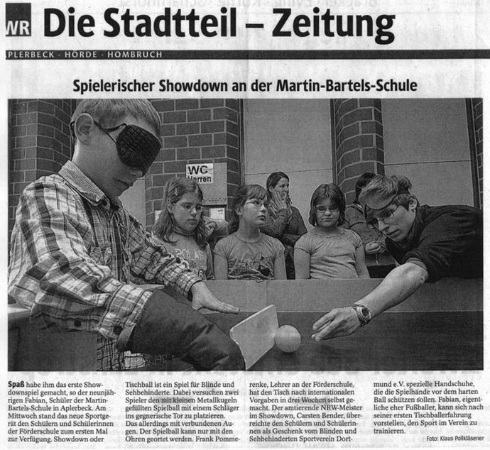 Zeitungsartikel zum neuen Showdown-Tisch