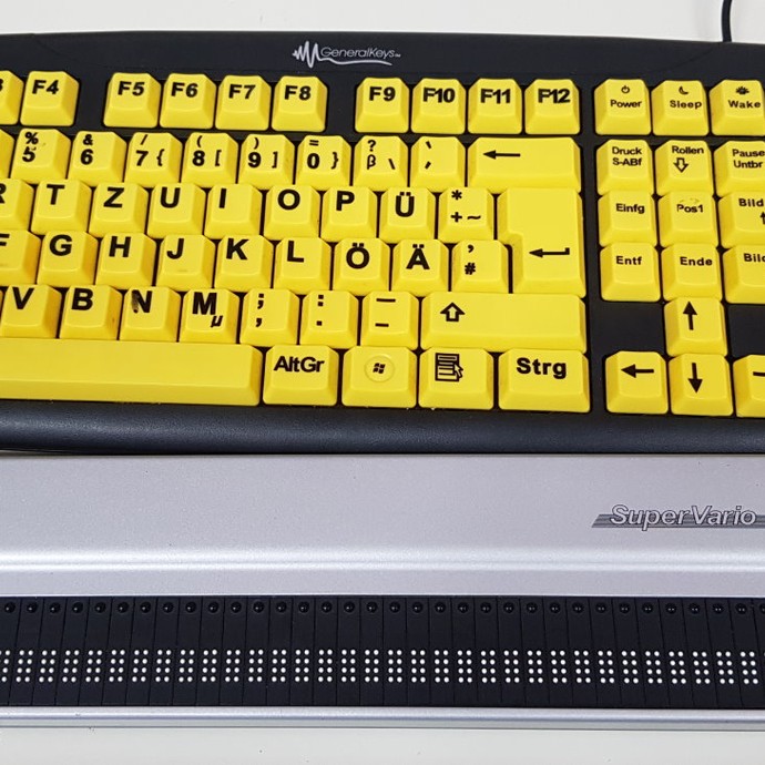 Tastatur mit Braillezeile (vergrößerte Bildansicht wird geöffnet)